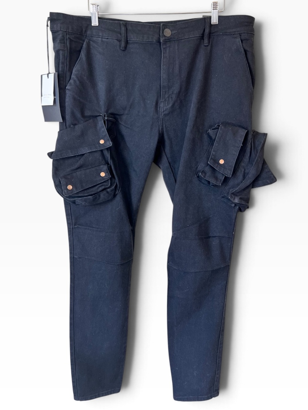 NEW EMBELLISH utility cargo denim jean in black
